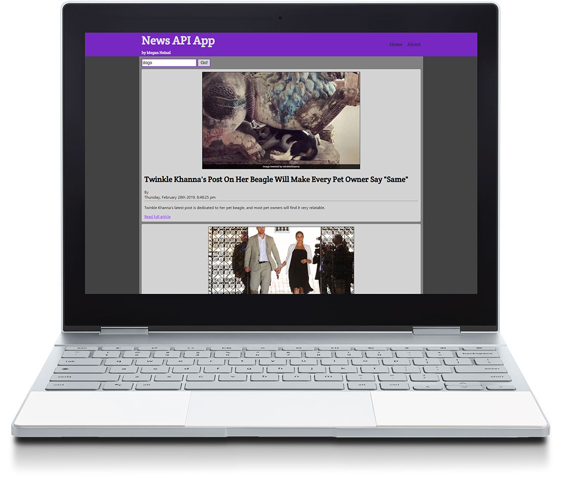 desktop screenshot of react news project