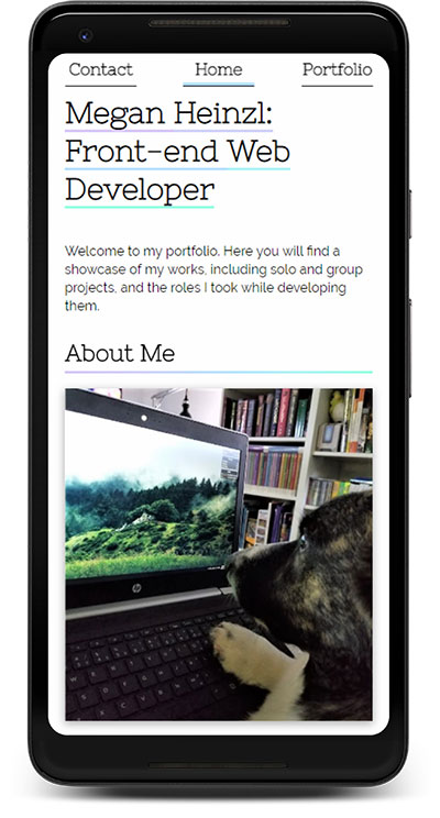 screenshot of portfolio project on mobile